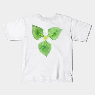 Watercolor Trillium Flower Kids T-Shirt